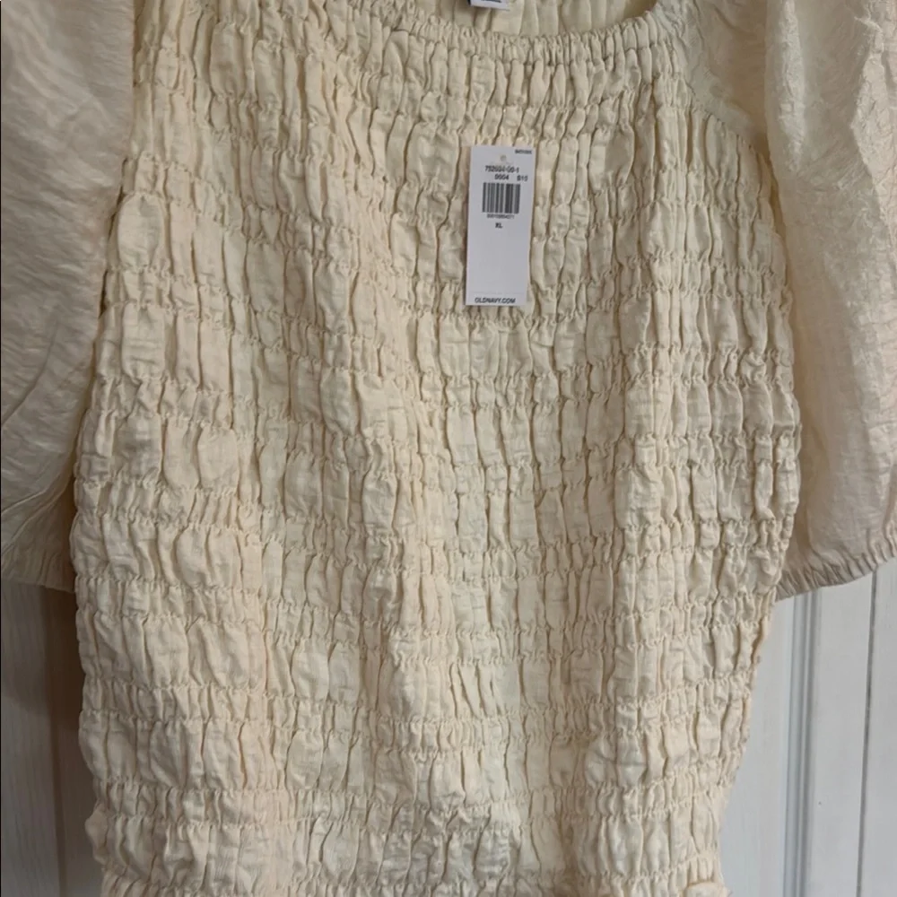 Old Navy Cream Puff Sleeve Smocked Blouse